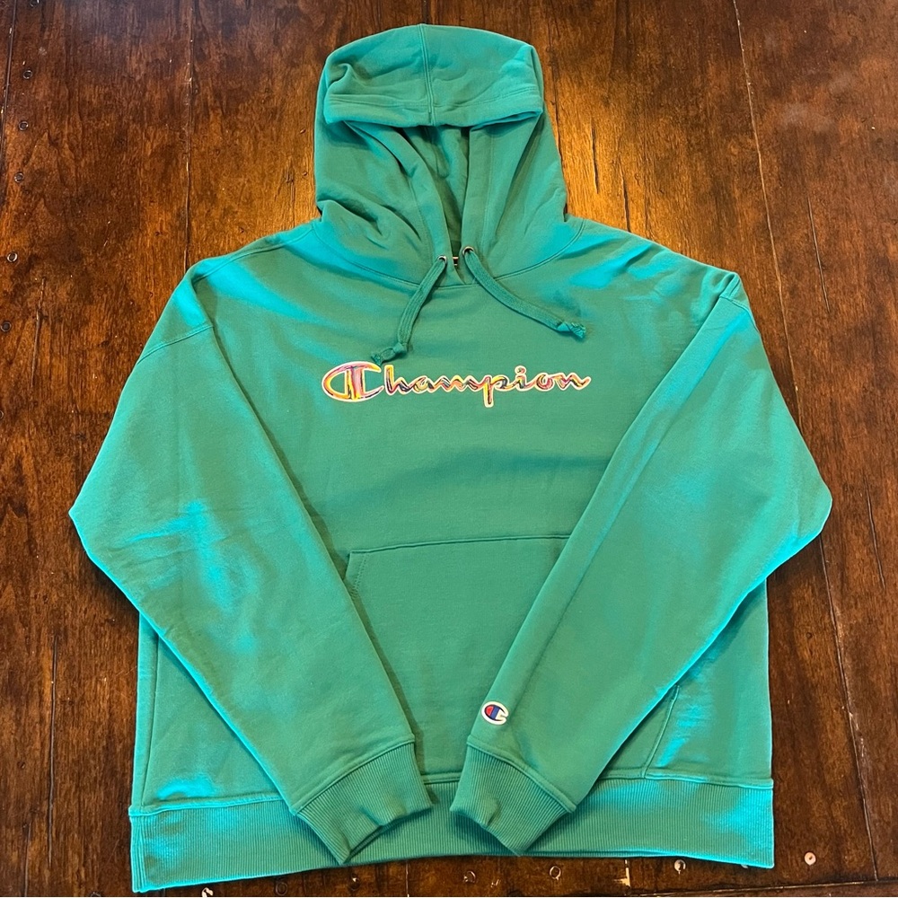 Champion Teal Pullover Hoodie Sweatshirt Womens Size L  Casual Athleisure